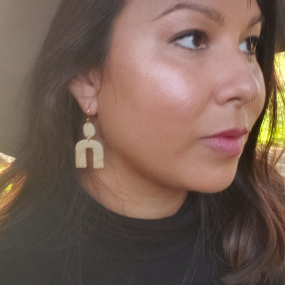 Mini Arch Light and Gold Polymer Clay Earrings